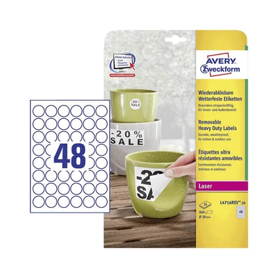 Avery Zweckform öntapadó íves etikett címke L4716REV-20