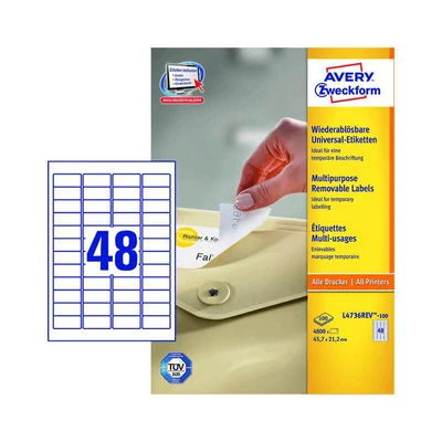 Avery Zweckform öntapadó íves etikett címke L4736REV-100