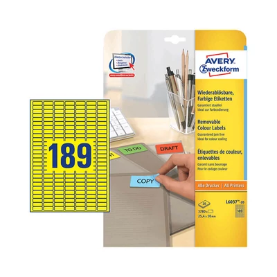 Avery Zweckform öntapadó íves etikett címke L6037-20