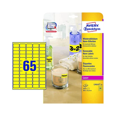 Avery Zweckform öntapadó íves etikett címke L7651Y-25