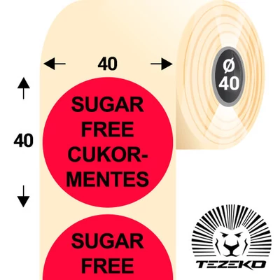 Cukormentes ételallergén etikett címke, [SKU]