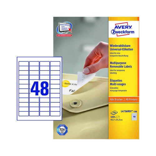Avery Zweckform öntapadó íves etikett címke L4736REV-100