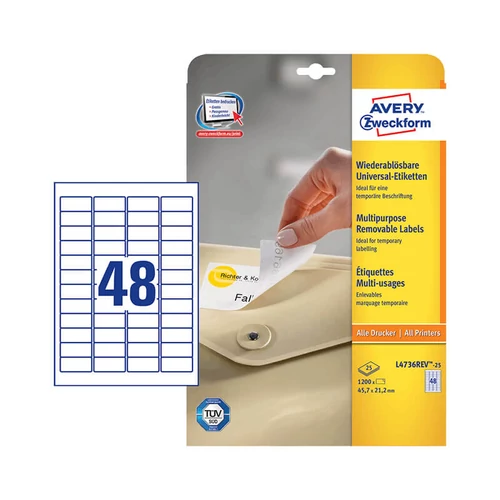 Avery Zweckform öntapadó íves etikett címke L4736REV-25