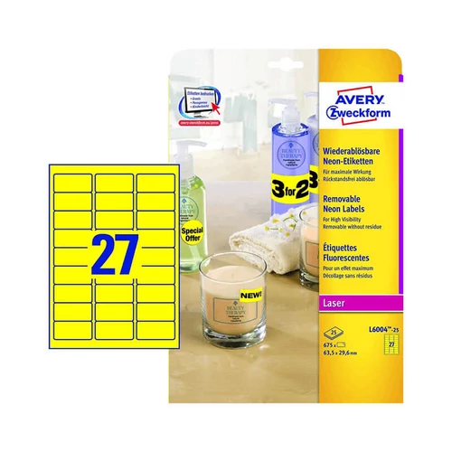 Avery Zweckform öntapadó íves etikett címke L6004-25