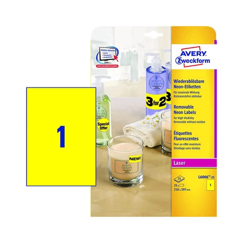 Avery Zweckform öntapadó íves etikett címke L6006-25