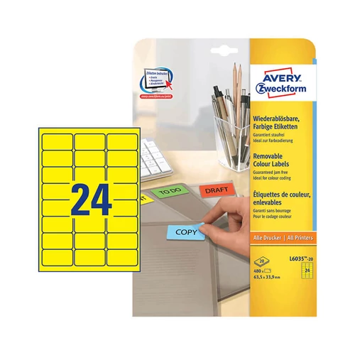 Avery Zweckform öntapadó íves etikett címke L6035-20