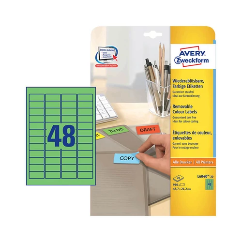 Avery Zweckform öntapadó íves etikett címke L6040-20