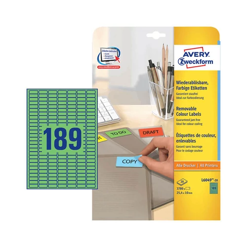 Avery Zweckform öntapadó íves etikett címke L6049-20